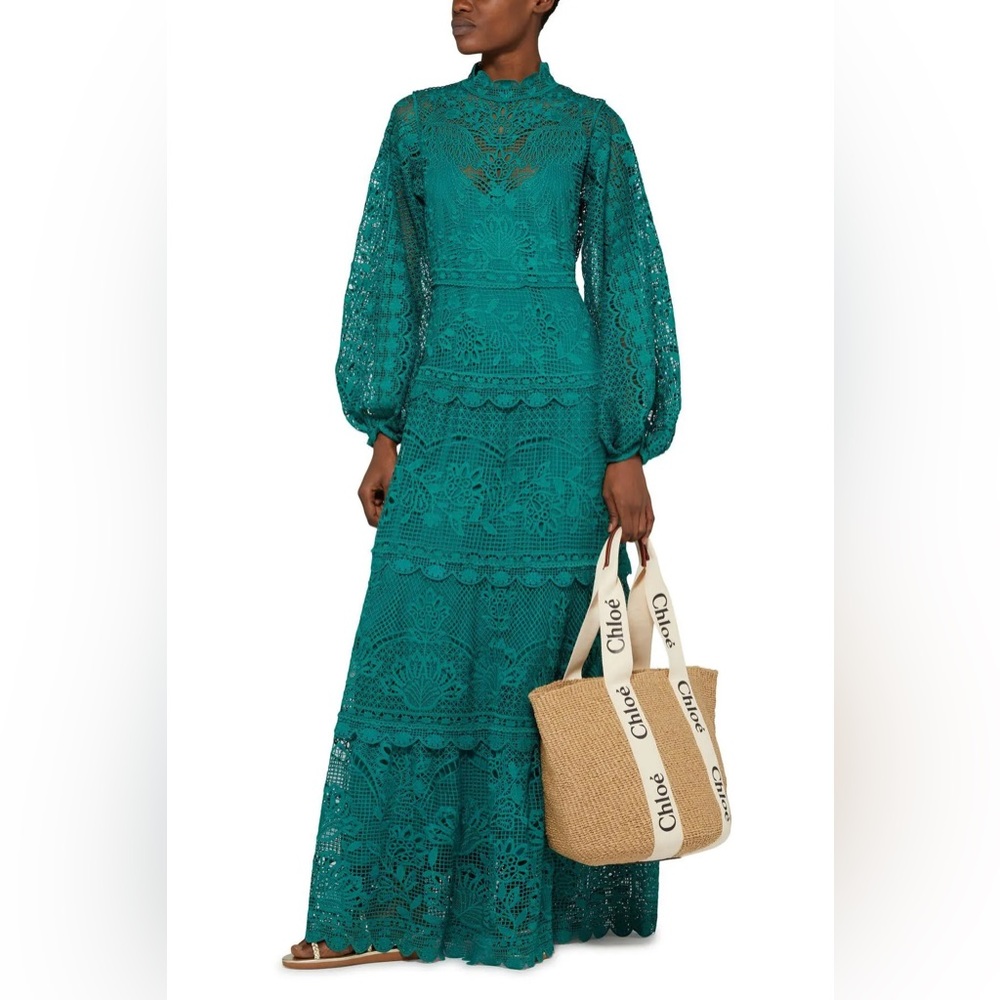 Emerald Green Lace Midi Dress - Women - Picture 2 of 5